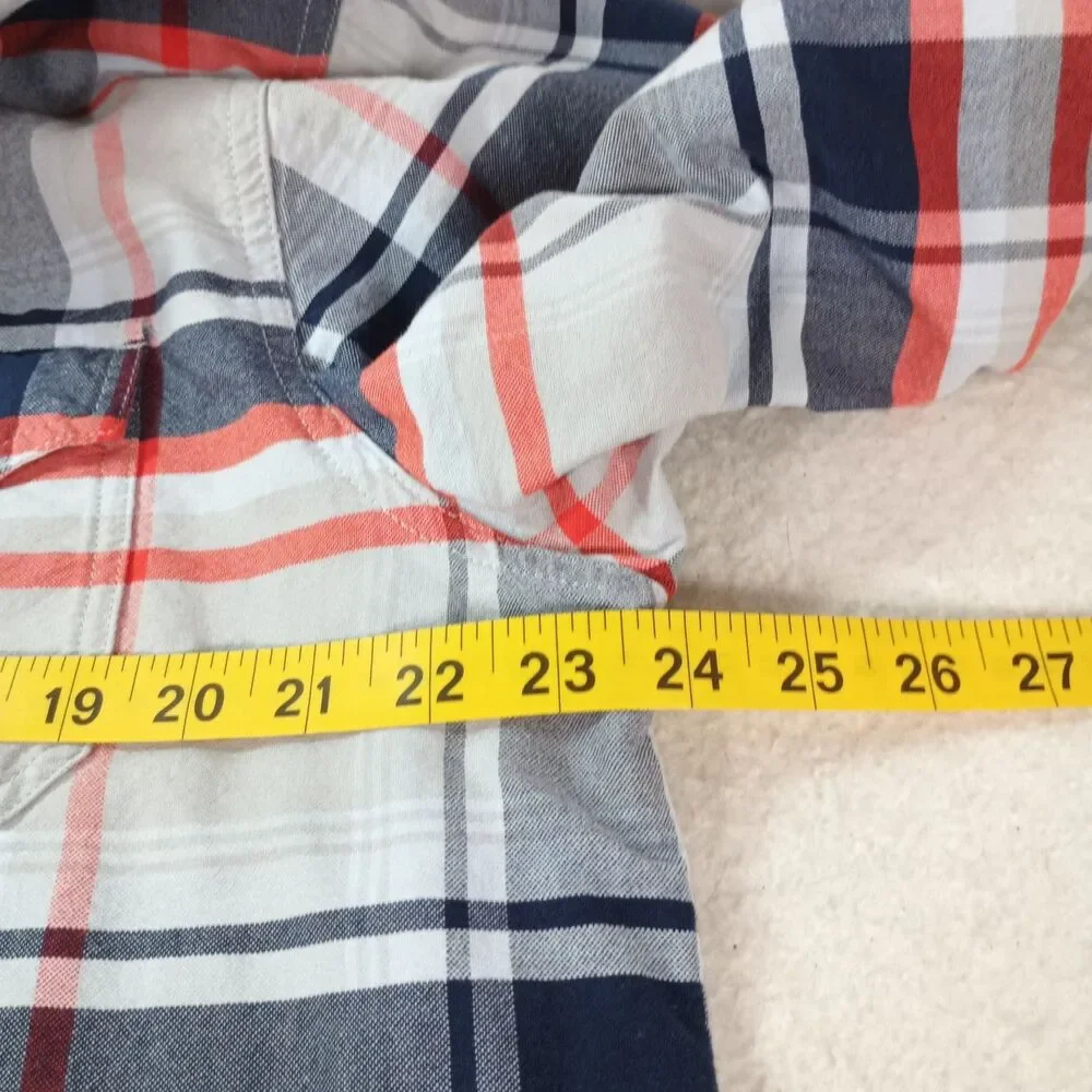 The North Face Mens XL Plaid Flannel Shirt Red Blue Gray Button Up Outdoor
